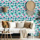 Papel De Parede Adesivo Floral Folha Tropical Flores Hibisco