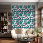 Papel De Parede Adesivo Floral Folha Tropical Flores Hibisco