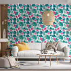 Papel De Parede Adesivo Floral Folha Tropical Flores Hibisco