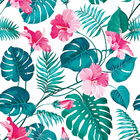Papel De Parede Adesivo Floral Folha Tropical Flores Hibisco