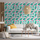 Papel De Parede Adesivo Floral Folhas Tropicais E Flores 1mx5