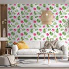 Papel De Parede Adesivo Floral Folhas Tropicais E Rosas 12mx5