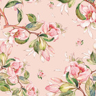 Papel De Parede Adesivo Floral Folhas Verdes E Flores Rosa 3m