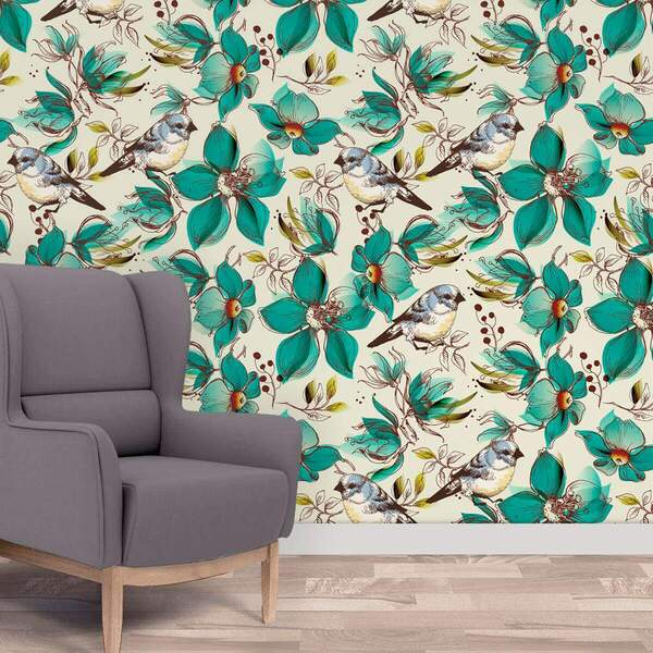 Papel De Parede Adesivo Floral Mod 501 Vinílico 60x300cm