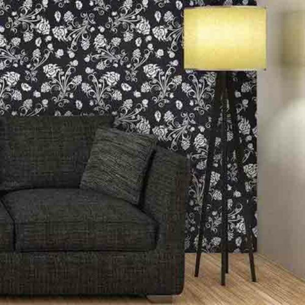 Papel De Parede Adesivo Floral Preto E Branco 283