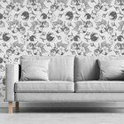 Papel De Parede Adesivo Floral Preto N03077