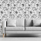 Papel De Parede Adesivo Floral Preto N03077