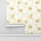 Papel De Parede Adesivo Floral Ramalhete Bege E Marrom Para Q