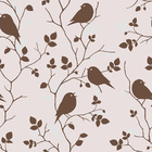 Papel De Parede Adesivo Floral Ramos De Folhas E Passarinhos