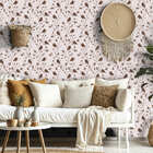 Papel De Parede Adesivo Floral Ramos De Folhas E Passarinhos