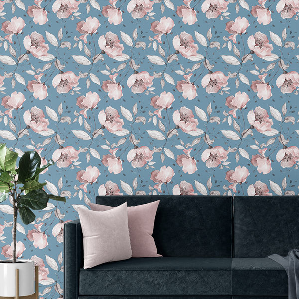 Papel De Parede Adesivo Floral Rosa Bege Vinílico Quarto 3m