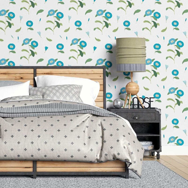 Papel De Parede Adesivo Flores Azuis N07013