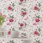 Papel De Parede Adesivo Flores E Borboletas 2,70x0,57m