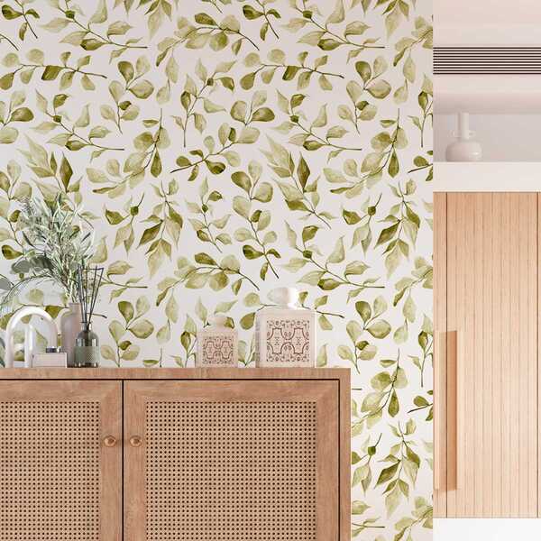 Papel De Parede Adesivo Flores Inglês 3d Verde Claro 10m