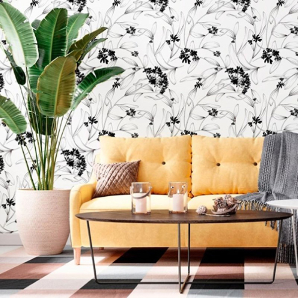 Papel De Parede Adesivo Folha E Flor N012072