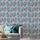 Papel De Parede Adesivo Folha Palmeira Colorido Lavável 15m