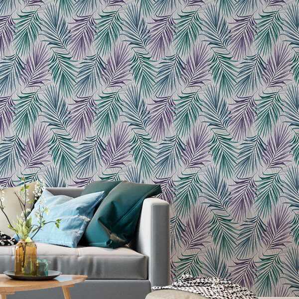 Papel De Parede Adesivo Folha Palmeira Colorido Lavável 6m