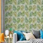 Papel De Parede Adesivo Folha Palmeira Geométrico Vivo 12m