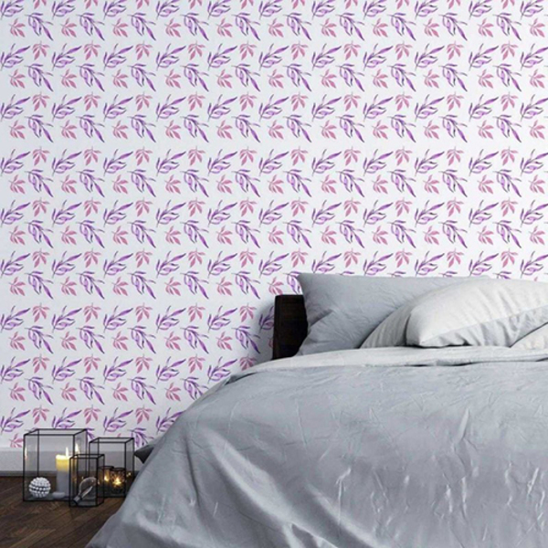 Papel De Parede Adesivo Folha Rosa E Lilás N03011 0,48x2,5m