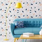 Papel De Parede Adesivo Folhagem Azul Rosa N06186