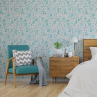 Papel De Parede Adesivo Folhas Azuis N013048