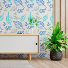 Papel De Parede Adesivo Folhas Azuis N013127