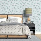 Papel De Parede Adesivo Folhas Azul Verde N07107