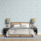 Papel De Parede Adesivo Folhas Azul Verde N07107