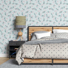 Papel De Parede Adesivo Folhas Azul Verde N07107