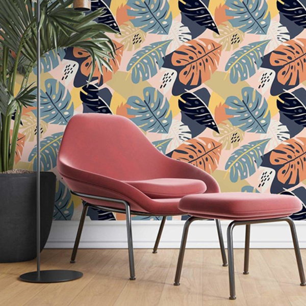 Papel De Parede Adesivo Folhas Coloridas N07083