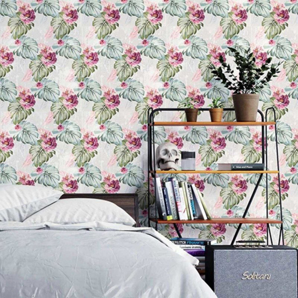 Papel De Parede Adesivo Folhas E Flores N03136 0,48x2,5m