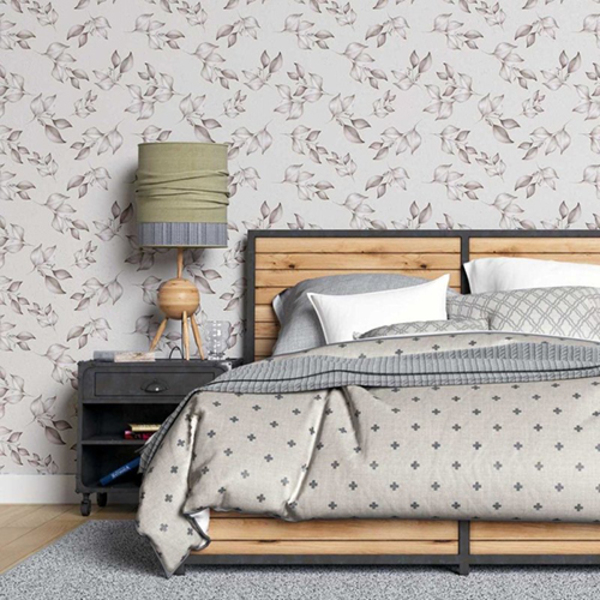 Papel De Parede Adesivo Folhas Em Cinza N07077