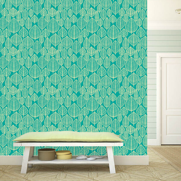 Papel De Parede Adesivo - Folhas Em Linhas - 046ppn