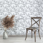 Papel De Parede Adesivo Folhas P&b N013093