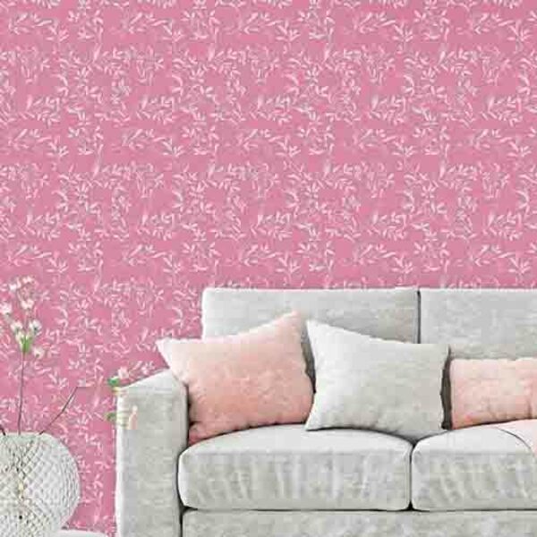 Papel De Parede Adesivo Folhas Rosas 1207