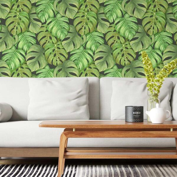 Papel De Parede Adesivo Folhas Verdes N03092 0,48x2,50m