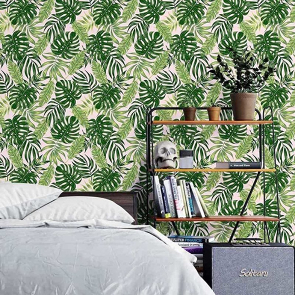 Papel De Parede Adesivo Folhas Verdes N03126 0,48x2,5m