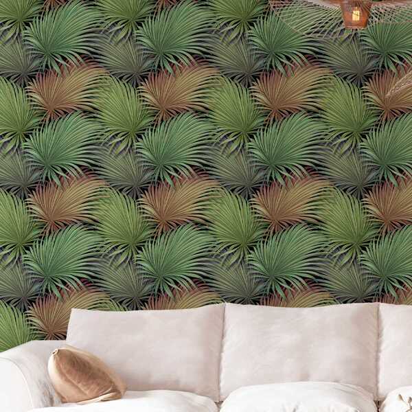 Papel De Parede Adesivo Freudin Tons Verde Lavável 3m