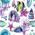 Papel De Parede Adesivo Fundo Do Mar Em Aquarela N06002 Rolo