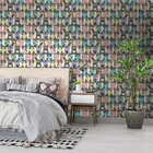 Papel De Parede Adesivo Gatos Coloridos Fundo Branco 3mx50cm