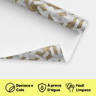 Papel De Parede Adesivo Geométrico 3d Branco Gold Lavável 3m
