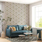 Papel De Parede Adesivo Geométrico 3d Dourado E Cinza 2,80m