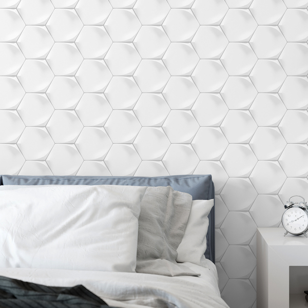 Papel De Parede Adesivo Geométrico 3d Efeito Hexágono  Sala