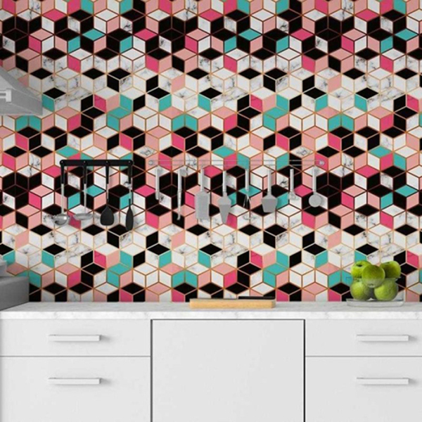 Papel De Parede Adesivo Geométrico 3d N06056