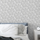 Papel De Parede Adesivo Geométrico 3d Texturizado Branco 3d