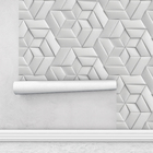 Papel De Parede Adesivo Geométrico 3d Texturizado Branco 3d