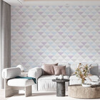 Papel De Parede Adesivo Geométrico Azul, Roxo E Cinza 2,0m