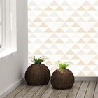 Papel De Parede Adesivo Geométrico Branco Cinza Laranja 9mx50