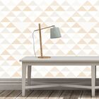 Papel De Parede Adesivo Geométrico Branco Cinza Laranja 9mx50