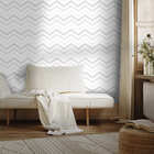 Papel De Parede Adesivo Geométrico Branco Com Linhas Cinza 9m